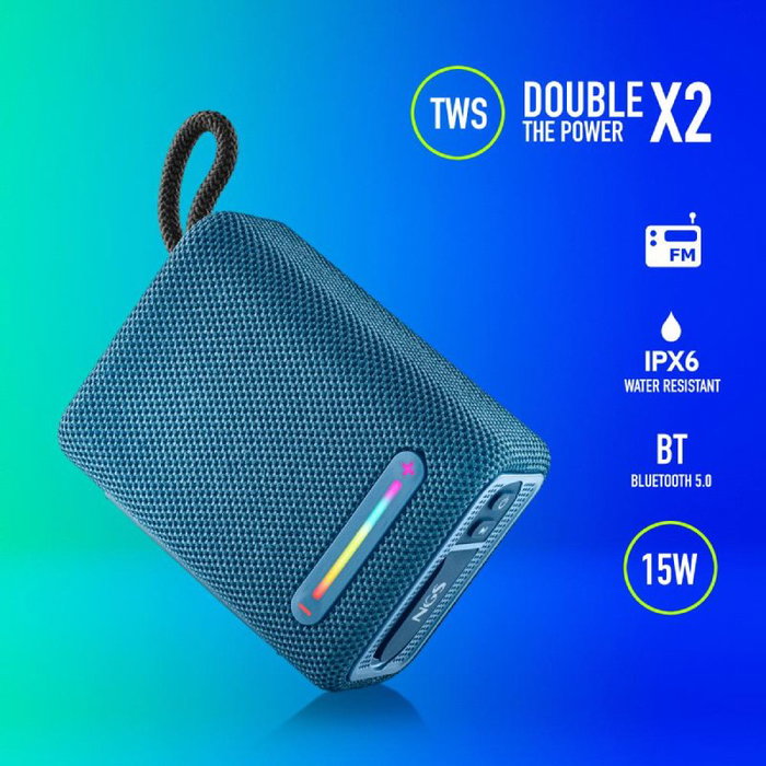 NGS Roller Furia 1 Altavoz Bluetooth 15W Azul con Luces RGB IPX6